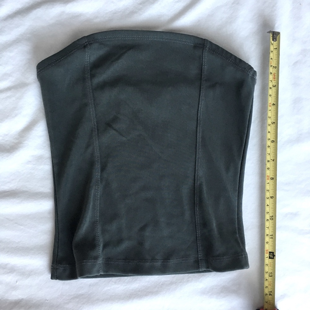 90’s Joule dark grey strapless tube crop top.